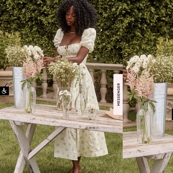 HOUSE OF CB 'Tallulah' Ivory Floral Puff Sleeve Midi Dress NWOT Size‎ XL - Picture 13 of 13